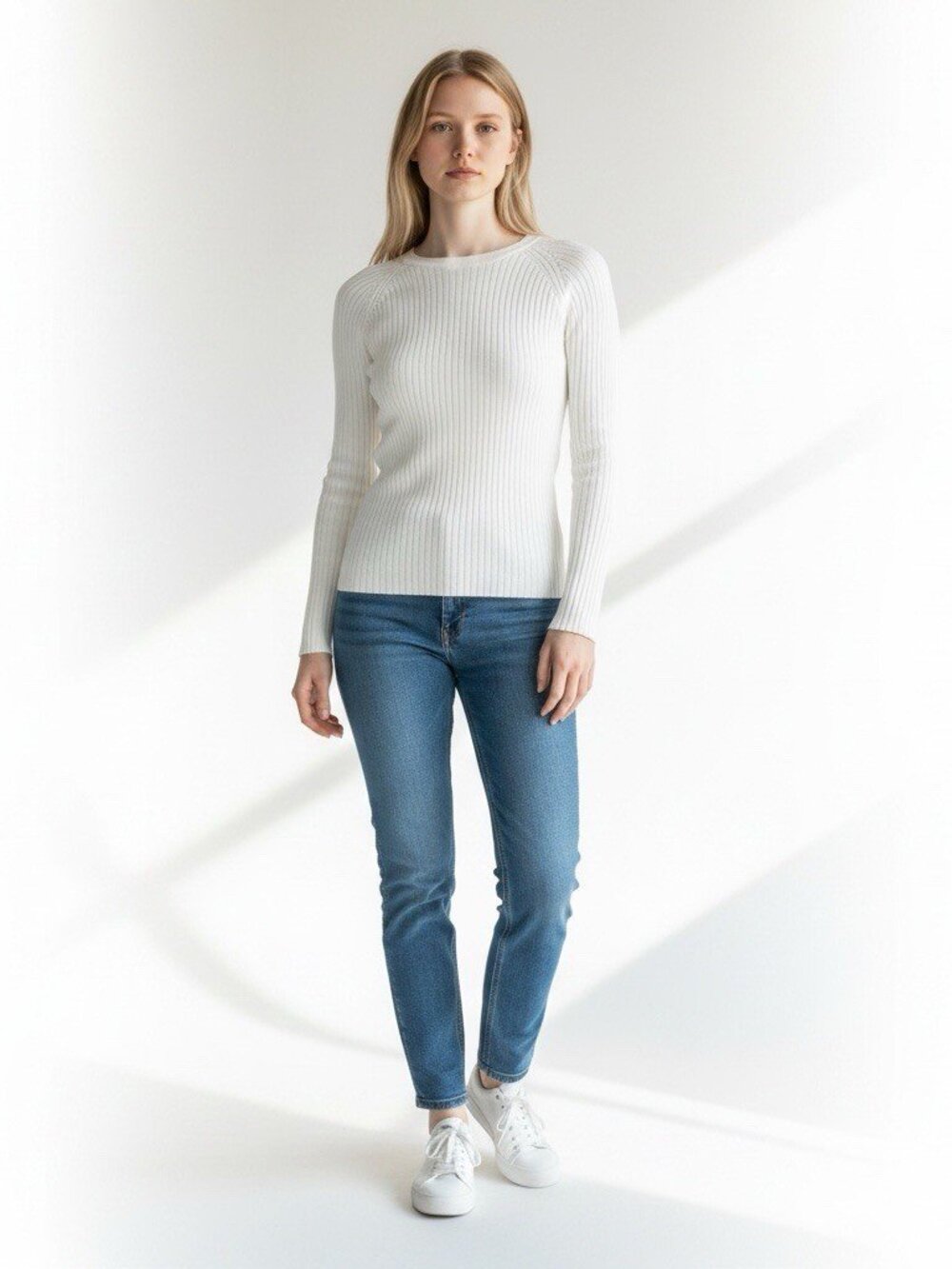 Rag & Bone Womens Cadee Crew Neck Lightweight Sweater Size S Small White Ribbed
